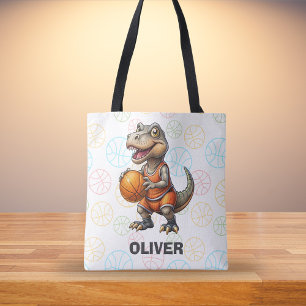 Bolsa Tote Jogador de Basquete Dinossauro Fofo