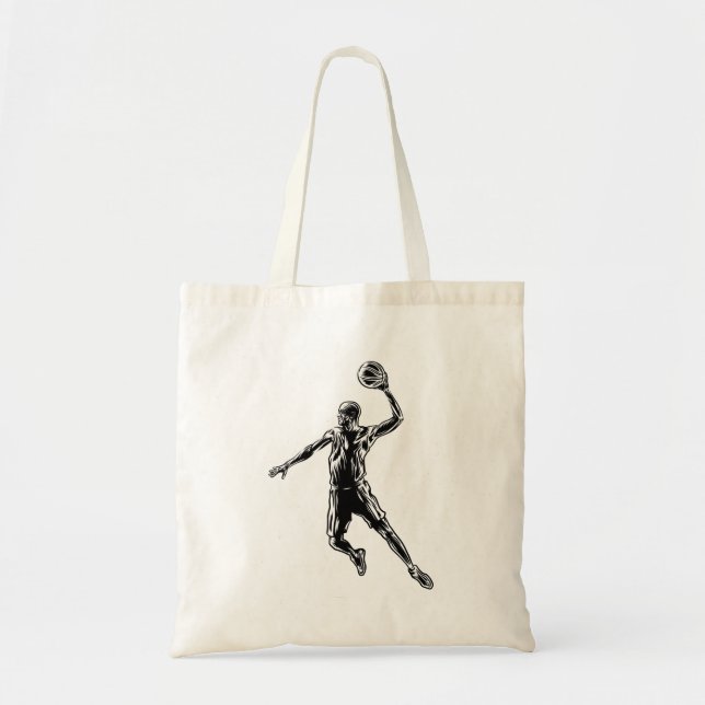 Bolsa Tote Jogador de basquete Slam Dunk Dark Design (Frente)