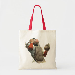 Bolsa Tote Jogador de Beisebol Esportivo Antigo, Receptor Olh