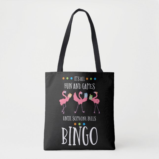Bolsa Tote Jogador de Bingo, Flamingo, Bingo Balls (Frente)