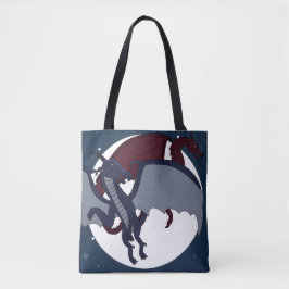 Bolsa Tote Jogador de Dragão de Fantasia Mítica Ascendida Lua