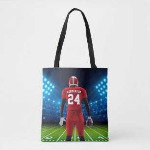 Bolsa Tote Jogador de Futebol Personalizado de Camisa Vermelh