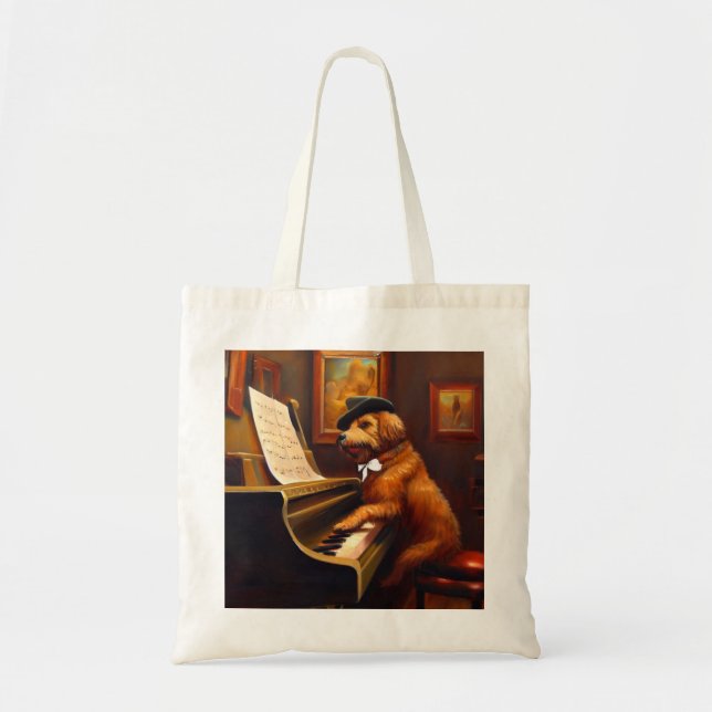 Bolsa Tote Jogador de Piano de Cães (Frente)