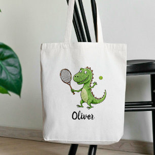 Bolsa Tote Jogador de Tênis Adorável T-Rex Personalizado