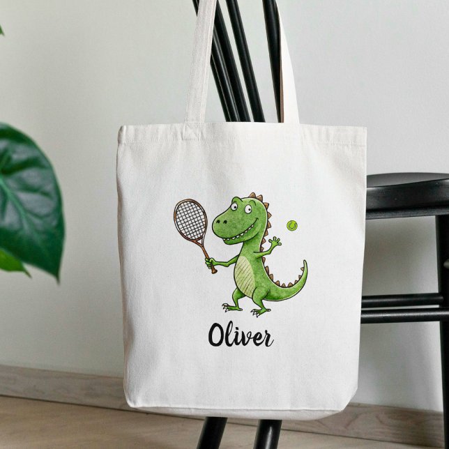 Bolsa Tote Jogador de Tênis Adorável T-Rex Personalizado (Criador carregado)