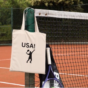 Bolsa Tote Jogador de tênis dos EUA usando ponto como bola