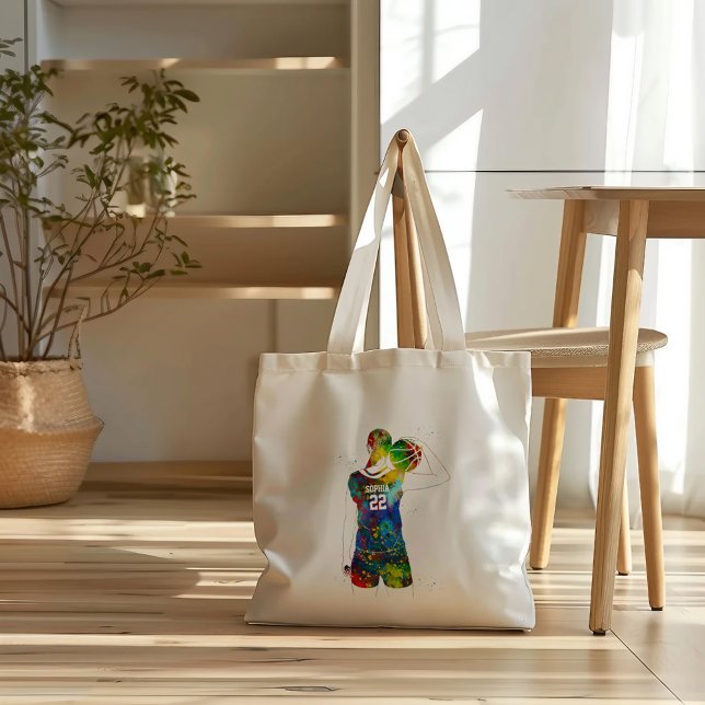 Bolsa Tote Jogadora de Basquete Feminina (Criador carregado)