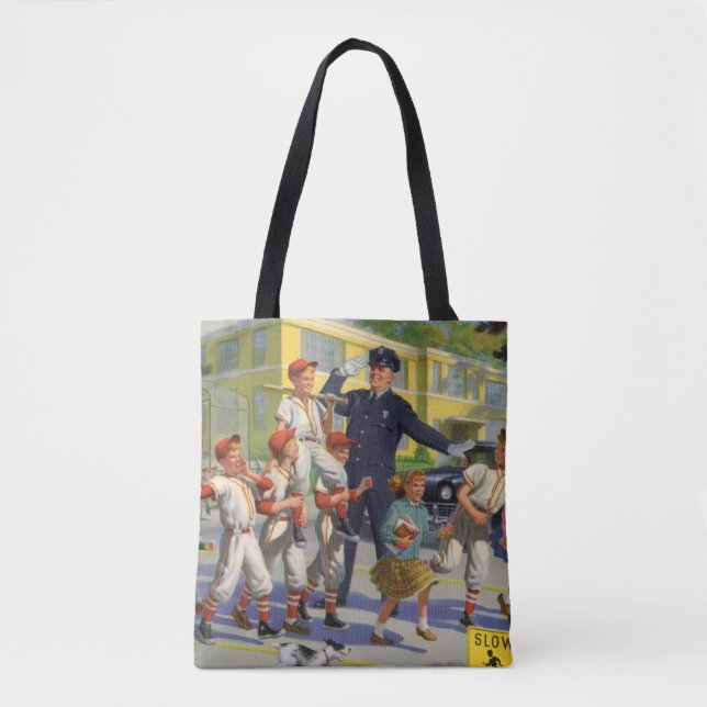 Bolsa Tote Jogadores de beisebol antigos e guarda de trânsito (Frente)