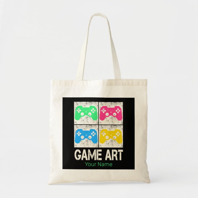 Bolsa Tote Jogadores do Controlador Retro do Gamepad de Arte  (Frente)