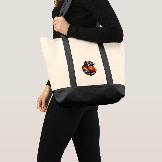 Bolsa Tote Jogar Basquete com Coração Impulso Motivacional  (Frente (produto))