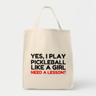 Bolsa Tote Jogar Pickleball Como Uma Menina Precisa De Liçã