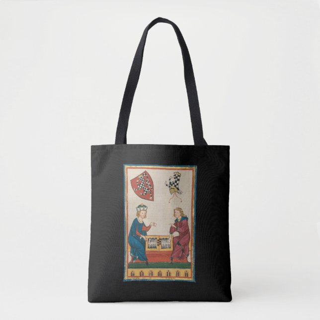 Bolsa Tote Jogo Contra Gamão, Arte Medieval do Século 14 (Frente)