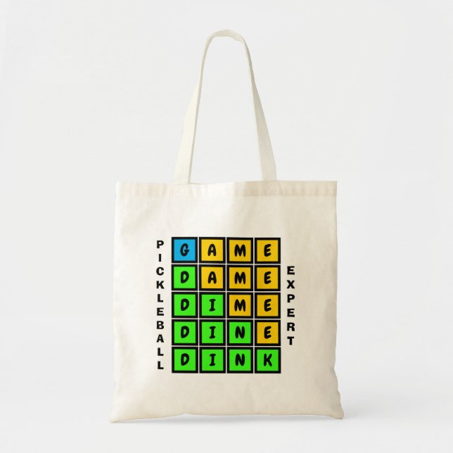 Bolsa Tote Jogo de Palavras Puzzle DINK Pickleball (Frente)