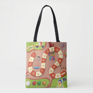 Bolsa Tote Jogo de Tabuleiro de Trilha de Corrida Colorida pa