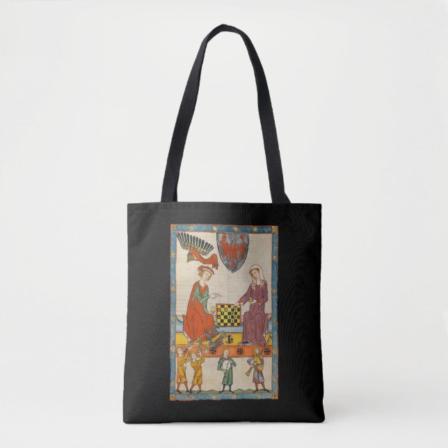 Bolsa Tote Jogo de Xadrez Codex Manesse Século XIV (Frente)