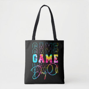 Bolsa Tote Jogo Dia Neon Tie Dye Retro Softball Baseball