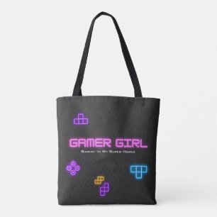 Bolsa Tote Jogo em rosa neon, verde, videogame