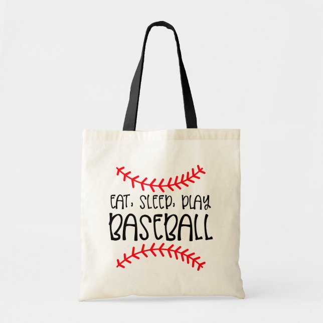 Bolsa Tote Jogue softbol de Pai de mãe e durma de beisebol (Frente)