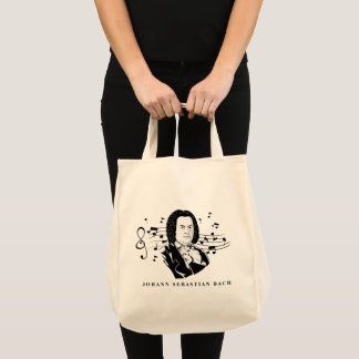 Bolsa Tote Johann Sebastian Bach Portrait e Bust com Notes