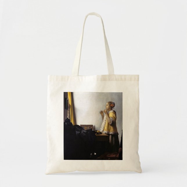 Bolsa Tote Johannes Vermeer - Jovem Mulher com Colar Pérola (Frente)