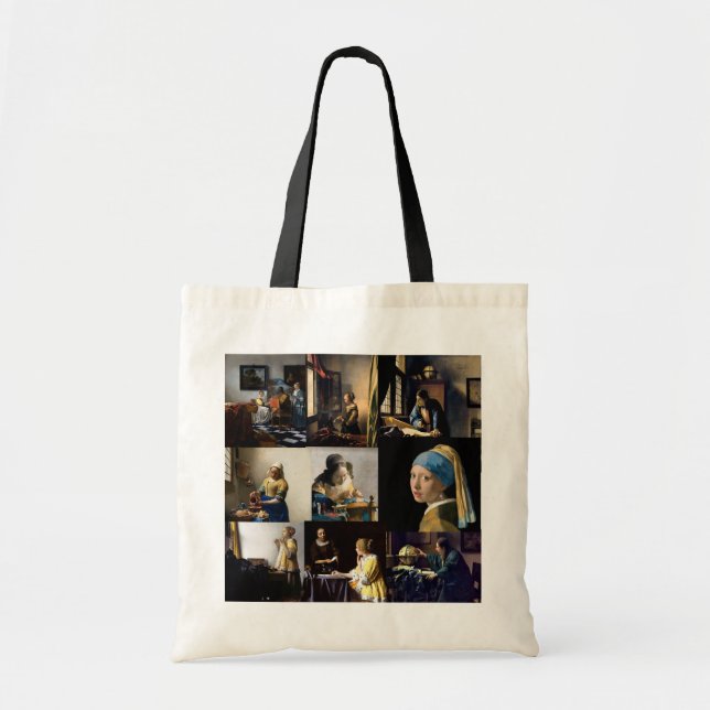 Bolsa Tote Johannes Vermeer - Patchwork de obras-primas (Frente)