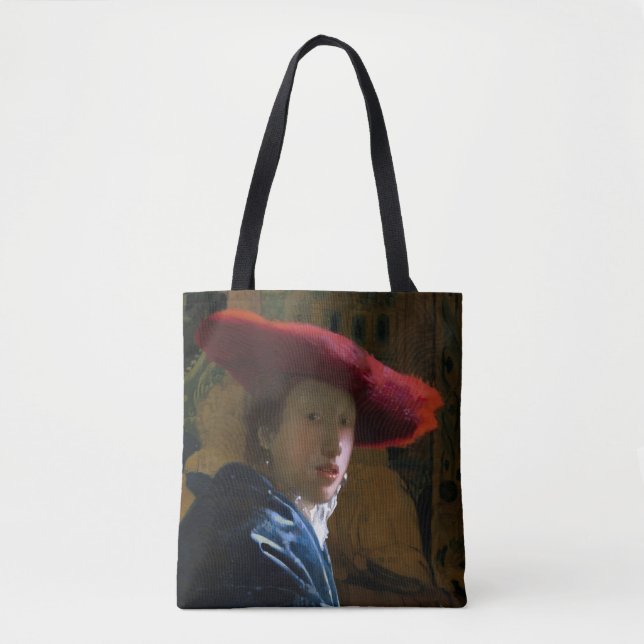 Bolsa Tote Johannes Vermeer - Rapariga com Chapéu Vermelho (Frente)