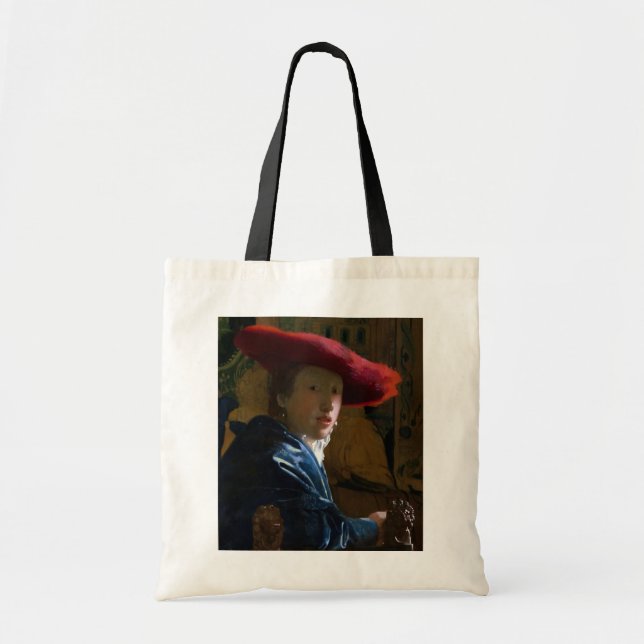 Bolsa Tote Johannes Vermeer - Rapariga com Chapéu Vermelho (Frente)