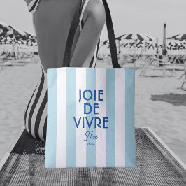 Bolsa Tote Joie De Vivre Nice Blue Cabana Stripe Francês