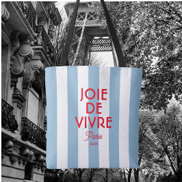 Bolsa Tote Joie De Vivre Paris Blue Cabana Stripe Francês