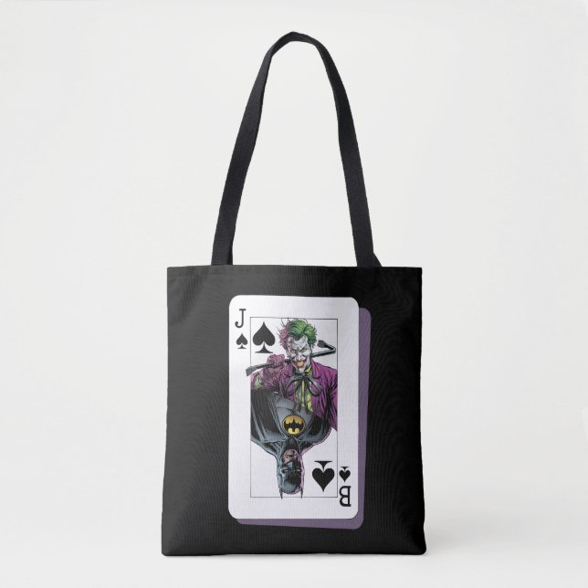 Bolsa Tote Joker and Batman Spade Playing Card Illustration (Frente)