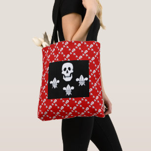 BOLSA TOTE JOLLY ROGER SKULL 3 LIVE RED BLACK PIRATE FLAG