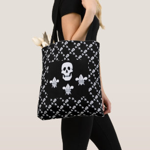 BOLSA TOTE JOLLY ROGER SKULL TRÊS MENTIRAS PIRATA NEGRA