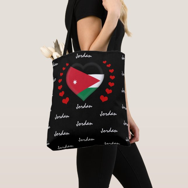 Bolsa Tote Jordan Flag & Heart, Jordanian Flag fashion/sport (Close Up)