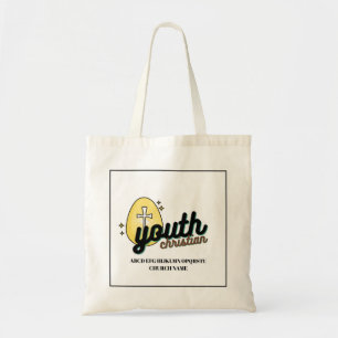 Bolsa Tote Jovem Cristão Personalizado Saco de Ovos Cruz Tote