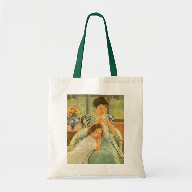 Bolsa Tote Jovem Mãe Costurando de Mary Cassatt, Arte Antiga (Frente)