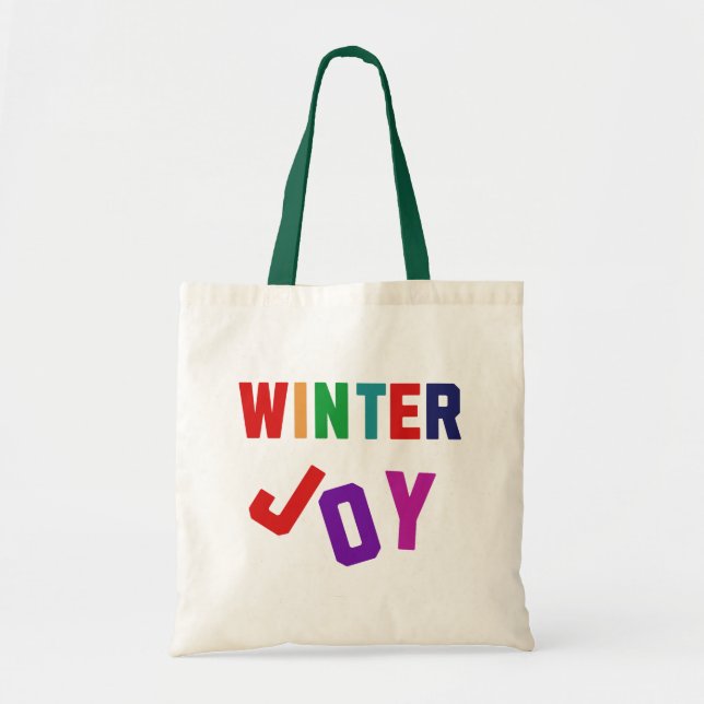 Bolsa Tote Joy de inverno - Letras Coloridas Cozinhas (Frente)