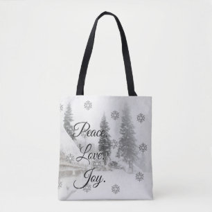 Bolsa Tote Joy do Amor pela Paz Natal preto e branco