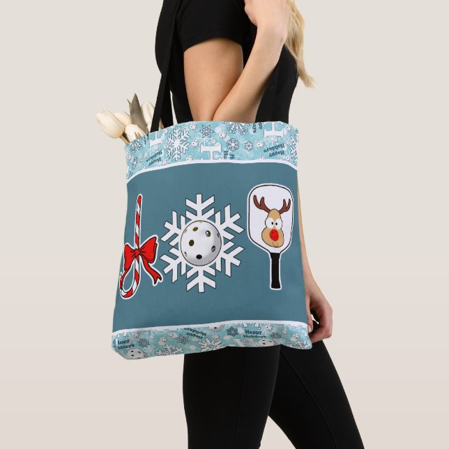 Bolsa Tote Joy Snowflake Blue e White no Natal (Close Up)
