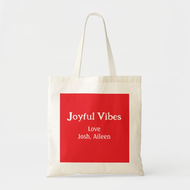 Bolsa Tote Joyful Vibes Red Natal feriados ama a família si (Frente)