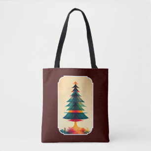 Bolsa Tote Joyfull Christmas Tree Geométrico Artsy Design