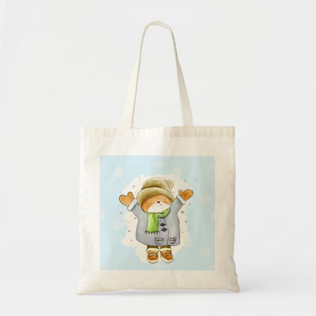 Bolsa Tote Joyous Winter Cat (Frente)