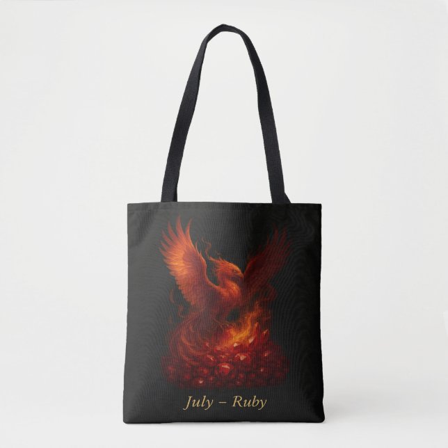 Bolsa Tote Julho Ruby - Phoenix e Fiery Birthstone (Frente)