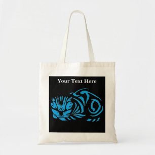 Bolsa Tote Julie de Graag Woodcut cat (azul e vermelho)