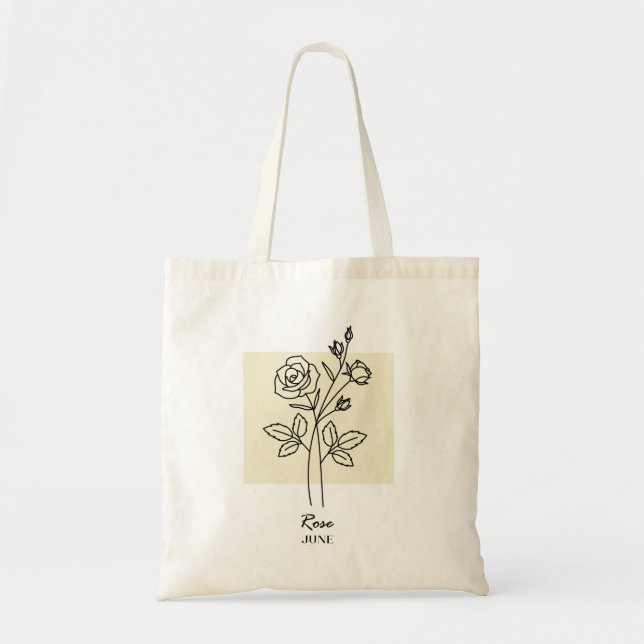Bolsa Tote June Birth Flower | Rosa (Frente)
