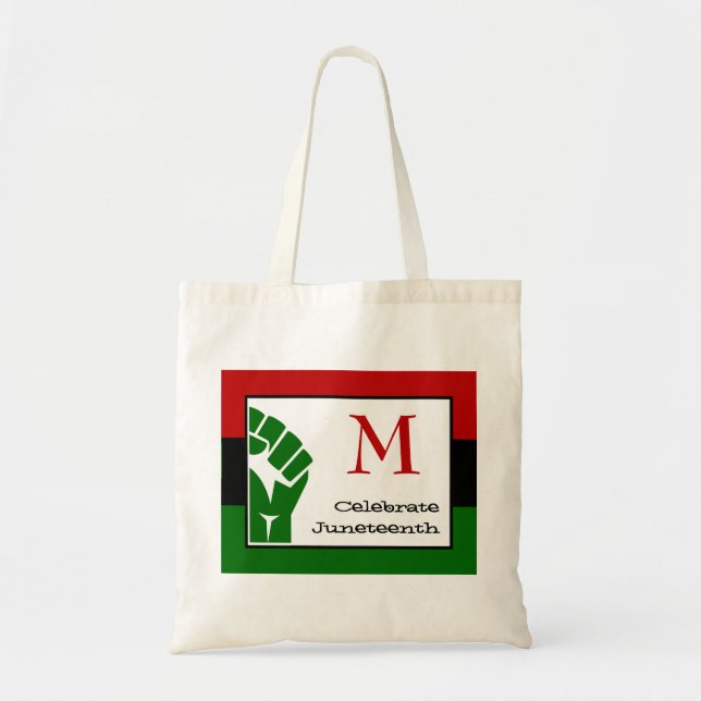 Bolsa Tote JUNETEENTH | Fist. Alimentação | MONOGRAMA (Frente)
