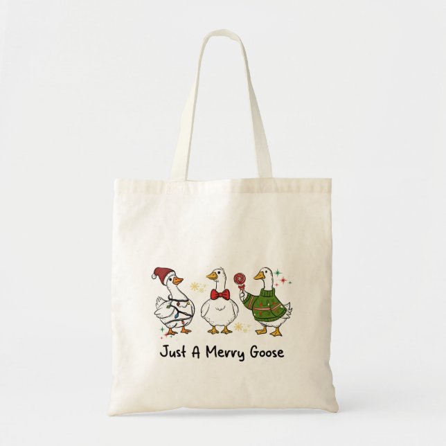 Bolsa Tote Just A Merry Goose Festive Holiday Design (Frente)