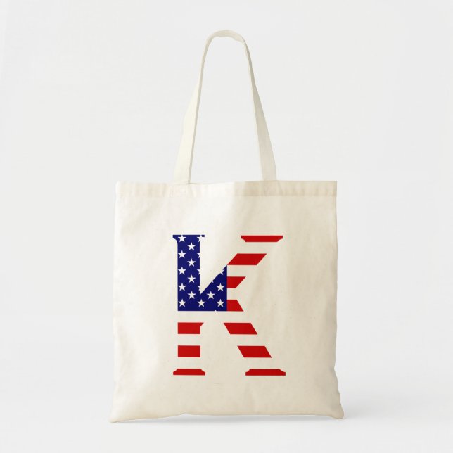 Bolsa Tote K Monograma sobreposto no btcnt Flag EUA (Frente)