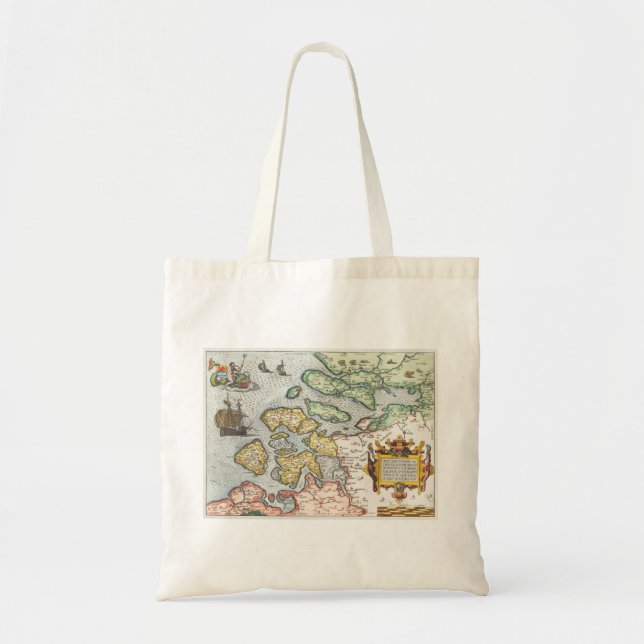 Bolsa Tote Kaart van Zeeland (1592) por Frans Hogenberg. (Frente)