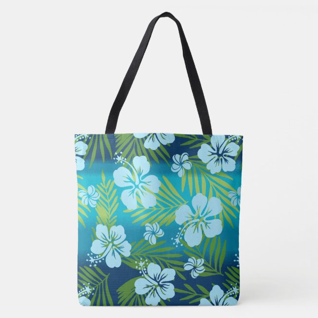 Bolsa Tote Kalani Tie Dye Blend Tropical Hibiscus - Teal (Frente)