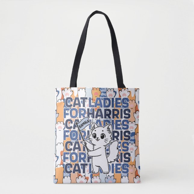 Bolsa Tote Kamala Harris 2024 Gato Eleitoral Mulheres Preside (Frente)